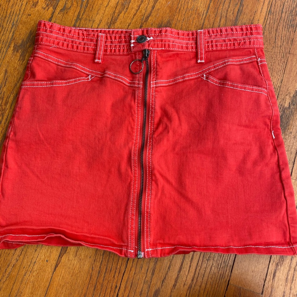 Super cute Red zip up skirt!